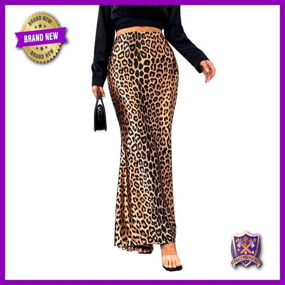 Dresses & Skirts - High Waist Maxi Skirt Leopard Print Skinny Fit Long Skirt Polyamide